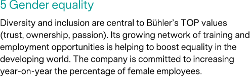 5 Gender equality Diversity and inclusion are central to B hler’s TOP values (trust, ownership, passion). Its growing...