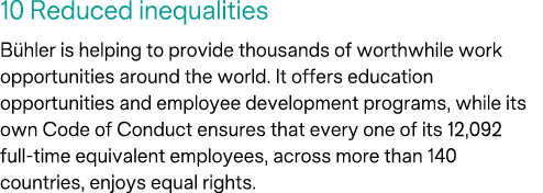 10 Reduced inequalities B hler is helping to provide thousands of worthwhile work opportunities around the world. It ...